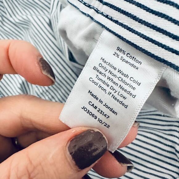 Talbots Pull On Striped Crop Pants Size 2X White Grey Classic Nautical Office - Picture 7 of 9